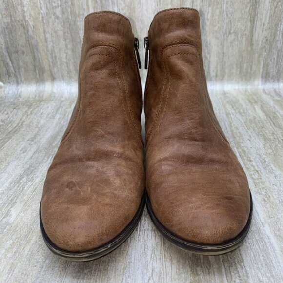 Lucky Brand Boots Womens Size 8 M Brolley Brown Tan Ankle Zip Heel Booties - Picture 4 of 14
